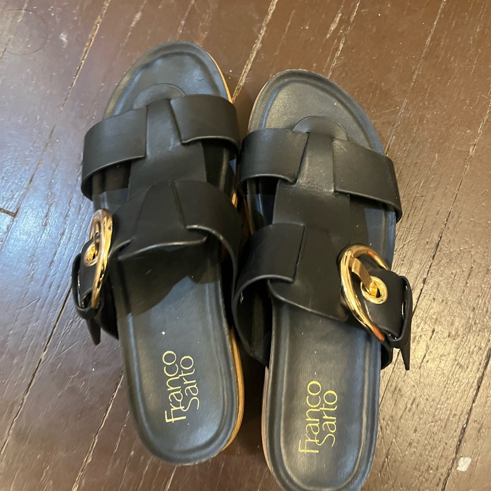 Franco Sarto Womens Pasty Leather Peep Toe Platform